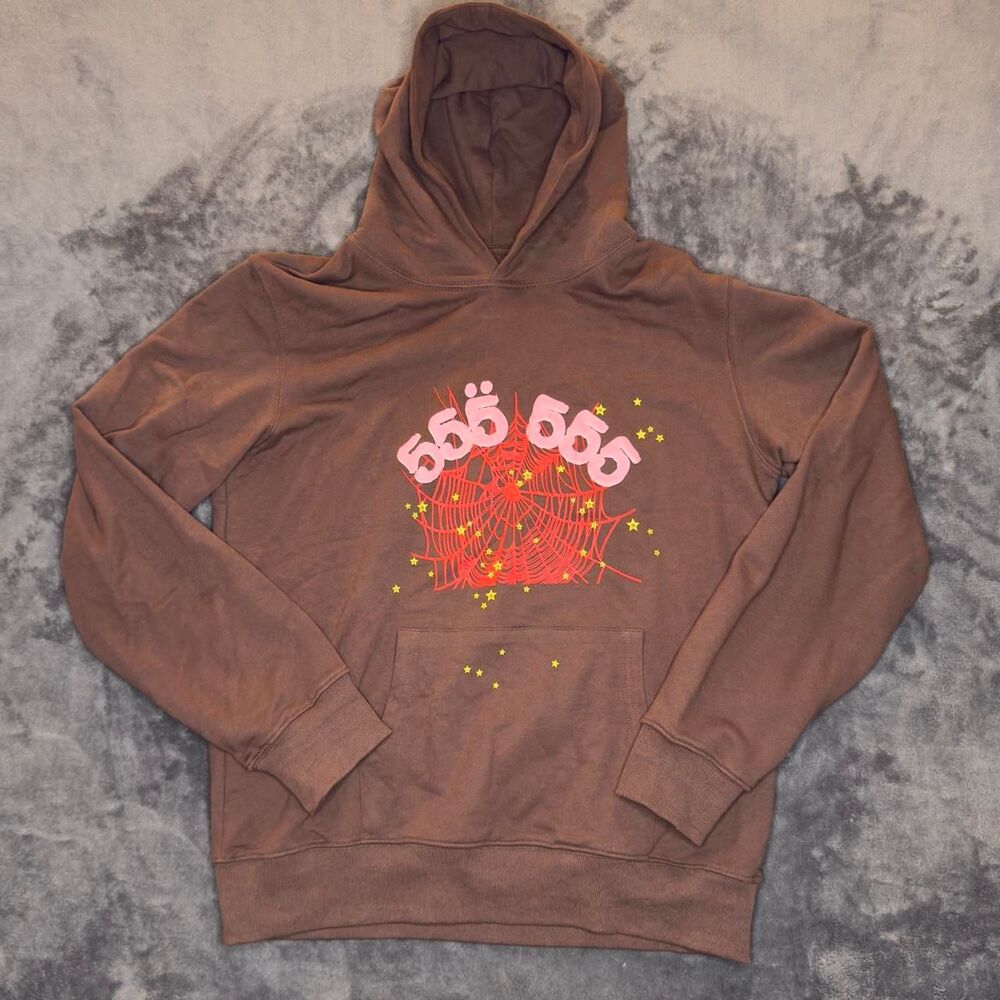 Sp5der 555 Brown Hoodie — XL